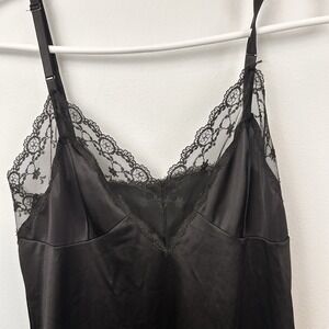 Vintage Kayser Black Nylon & Scalloped Lace Full Slip Dress Size 34-see  measure
